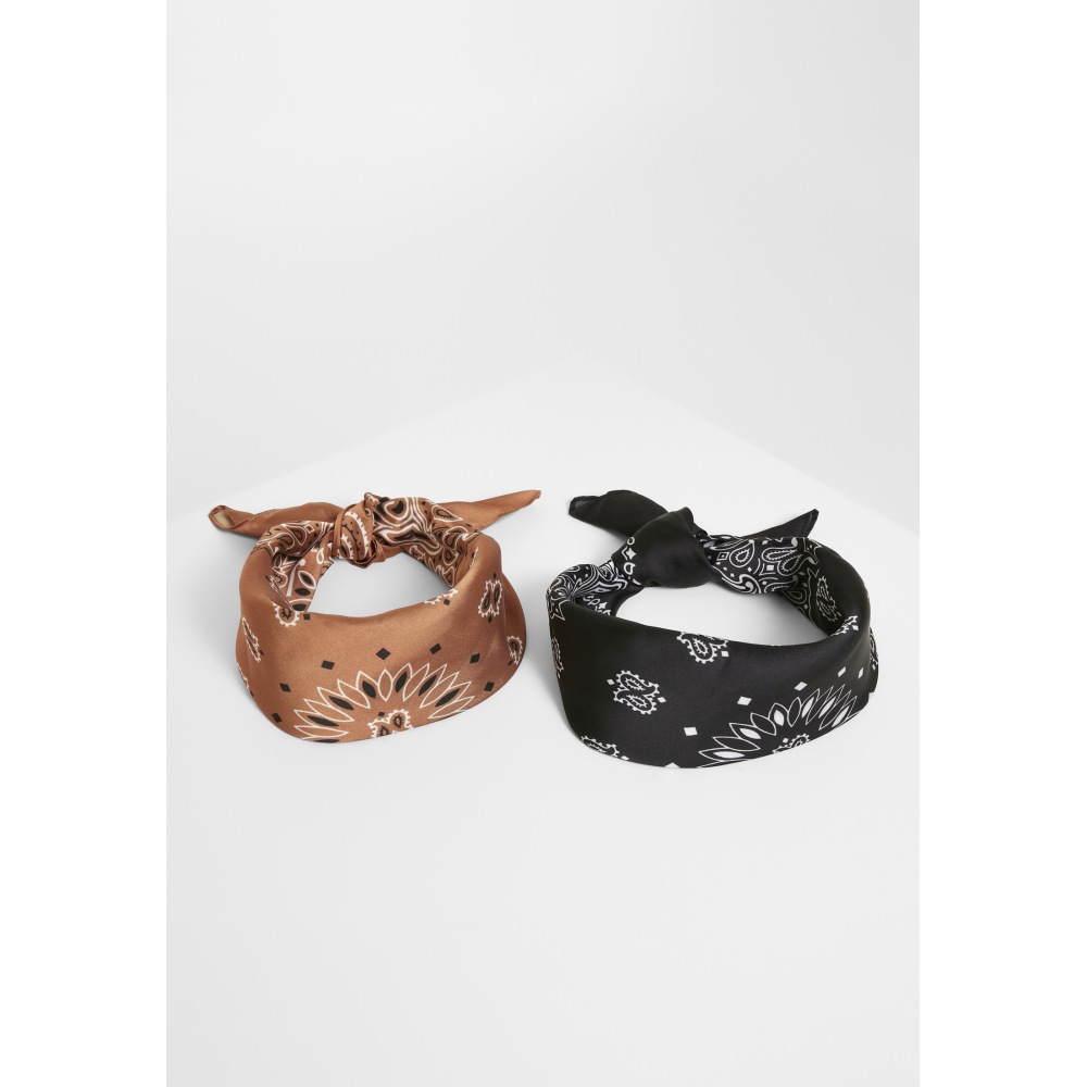 Urban Classics - Satin Bandana 2Pack black+cognac one size Bandana - Face mask - Black/Brown